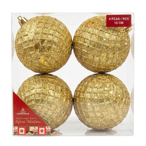 SET DE 4 ESFERAS DE 10 CM DORADO MIRÓ CHRISTMAS - Imagen 2