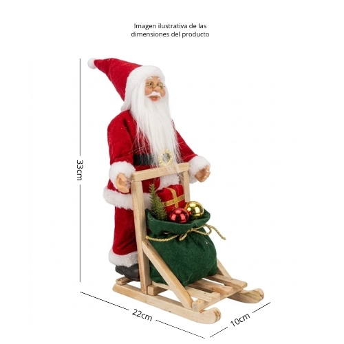 FIGURA NAVIDEÑA DECORATIVA SANTA CLAUS CON TRINEO HM23-076 - Imagen 4