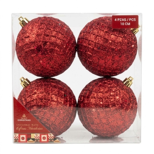 SET DE 4 ESFERAS DE 10 CM ROJO MIRÓ CHRISTMAS - Imagen 2