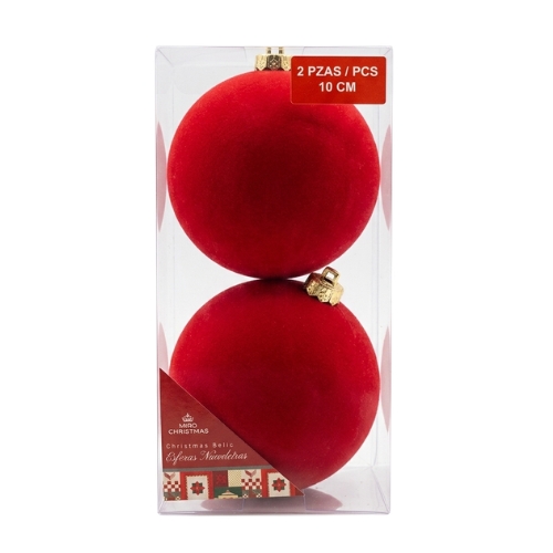 SET DE 2 ESFERAS FELPA ROJA 10 CM MIRÓ CHRISTMAS - Imagen 2