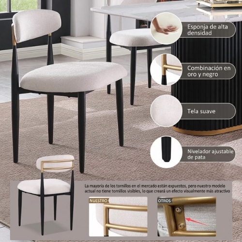 COMEDOR REDONDO 4 SILLAS EFECTO MÁRMOL - Imagen 3
