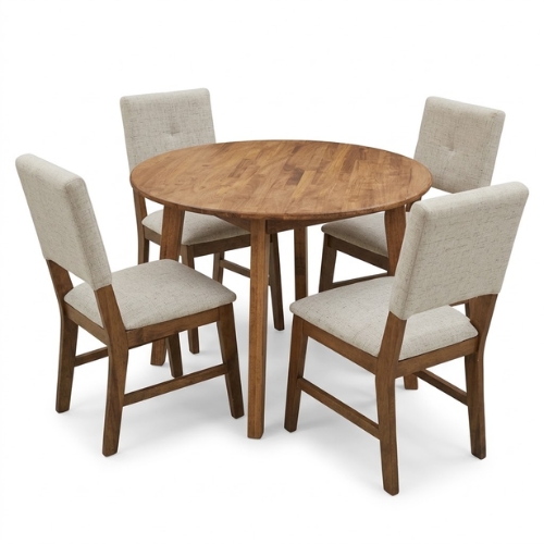 COMEDOR REDONDO CON TOP MADERA MILENIALS CON 4 SILLAS - Imagen 2
