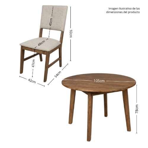 COMEDOR REDONDO CON TOP MADERA MILENIALS CON 4 SILLAS - Imagen 5