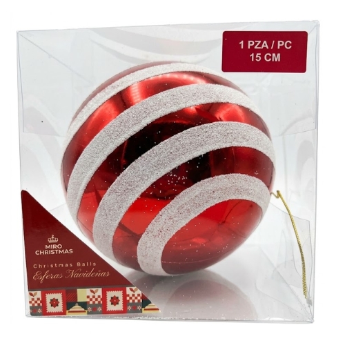 ESFERA DE 15 CM ROJO CON BLANCO MIRÓ CHRISTMAS - Imagen 2