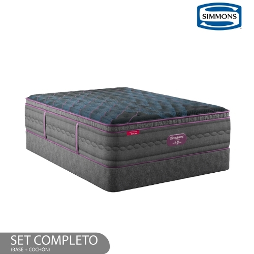 BASE Y COLCHÓN BR WORLD CLASS PILLOW TOP QUEEN SIMMONS - Imagen 1