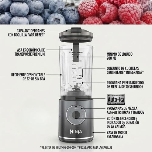 LICUADORA PERSONAL NINJA BLAST GRIS - Imagen 6