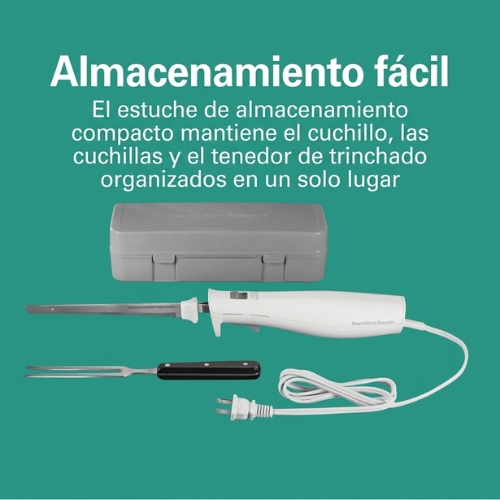 CUCHILLO ELÉCTRICO CON TENEDOR Y ESTUCHE HAMILTON BEACH - Imagen 4