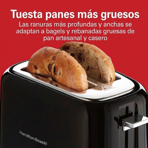 TOSTADORA DE 2 REBANADAS CON RANURAS EXTRA ANCHAS HAMILTON BEACH - Imagen 2