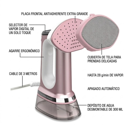 PLANCHA DE VAPOR ROSADA 3 EN 1 HAMILTON BEACH - Imagen 8