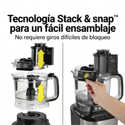 PROCESADOR DE ALIMENTOS DE 10 TAZAS STACK & SNAP HAMILTON BEACH - Imagen 3