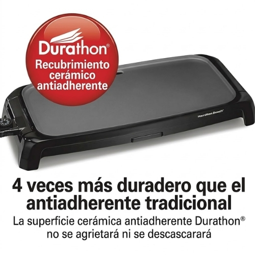 PLANCHA DE CERÁMICA REVERSIBLE DURATHON DE HAMILTON BEACH - Imagen 3