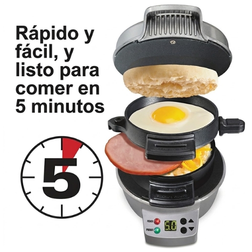 SANDWICHERA PARA DESAYUNOS CON TEMPORIZADOR HAMILTON BEACH - Imagen 2