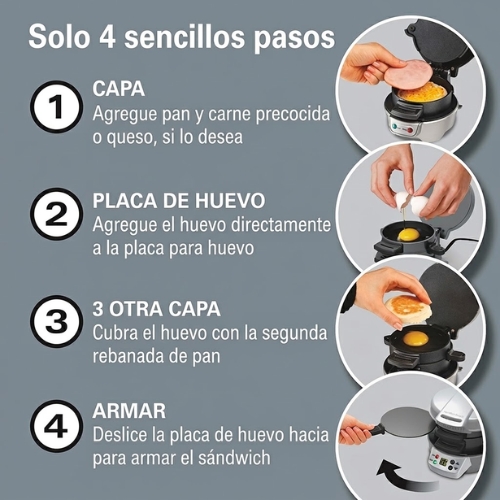 SANDWICHERA PARA DESAYUNOS CON TEMPORIZADOR HAMILTON BEACH - Imagen 5