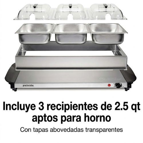 BANDEJA PARA SERVIR/CALENTAR ALIMENTOS TIPO BUFFET PROCTOR SILEX - Imagen 3