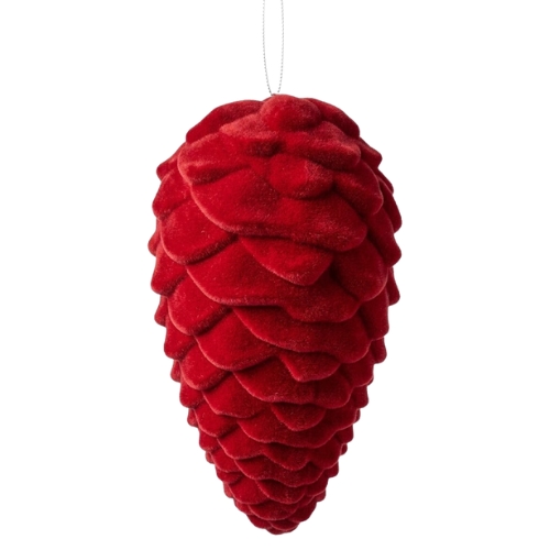 ORNAMENTO PIÑA NAVIDEÑA ROJA AFELPADO MONTEFIORI CHRISTMAS - Imagen 1