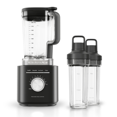 LICUADORA PURE POWER DE 2 LITROS + 2 VASOS NEGRO MATTE KITCHENAID - Imagen 1