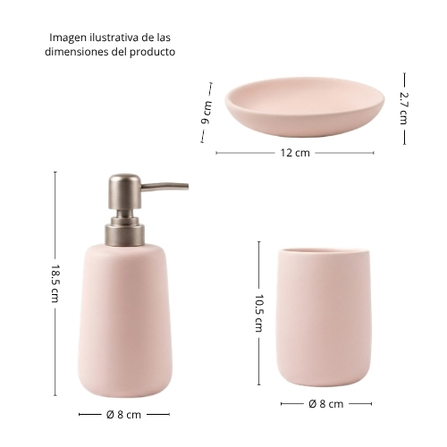 SET DE 3 PIEZAS PARA BAÑO ROSA 00248 - Imagen 3