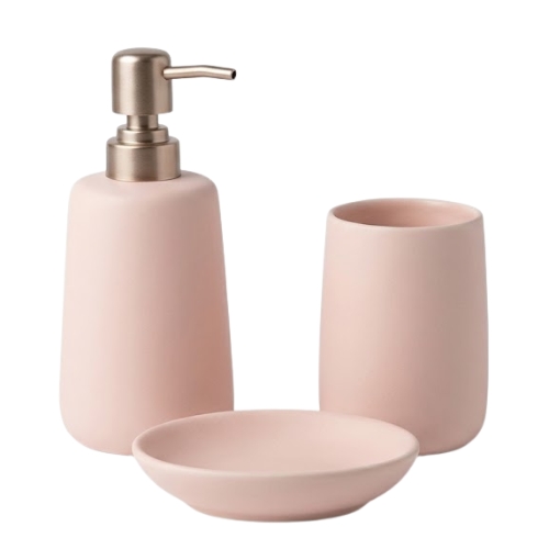 SET DE 3 PIEZAS PARA BAÑO ROSA 00248 - Imagen 1