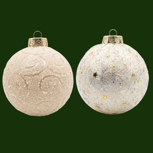 SET DE 2 ESFERAS 10 CM CHAMPAGNE MIRÓ CHRISTMAS - Imagen 1