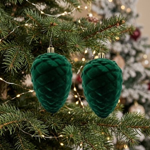 SET DE 2 ORNAMENTOS FORMA DE PIÑA VERDE MIRÓ CHRISTMAS - Imagen 2