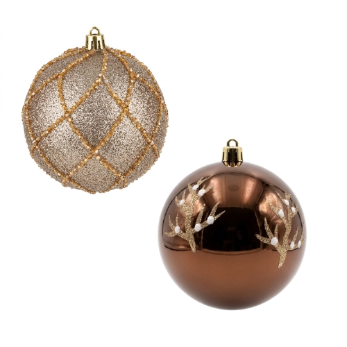 SET DE 2 ESFERAS NAVIDEÑAS DE 10CM 2623-2 - Imagen 1