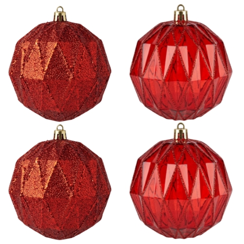 SET DE 4 ESFERAS NAVIDEÑAS GEOMETRICAS ROJAS MIRÓ CHRISTMAS - Imagen 1