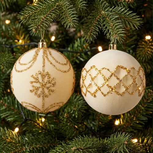 SET DE 2 ESFERAS 10 CM CREMA MIRÓ CHRISTMAS - Imagen 4
