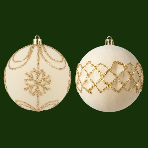SET DE 2 ESFERAS 10 CM CREMA MIRÓ CHRISTMAS - Imagen 1