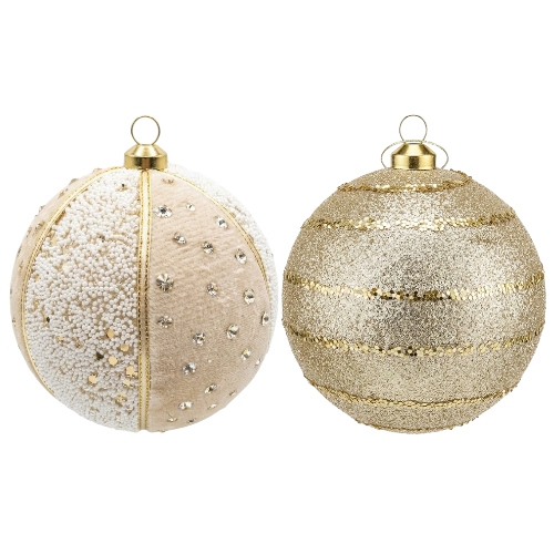 SET DE 2 ESFERAS 10 CM CHAMPAGNE MIRÓ CHRISTMAS - Imagen 1