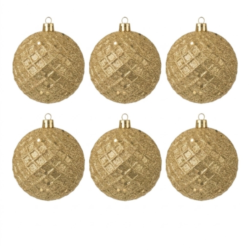 SET DE 6 ESFERAS NAVIDEÑAS DE 8CM COLOR CHAMPAÑA - Imagen 2