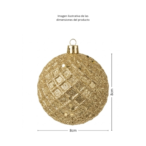 SET DE 6 ESFERAS NAVIDEÑAS DE 8CM COLOR CHAMPAÑA - Imagen 5