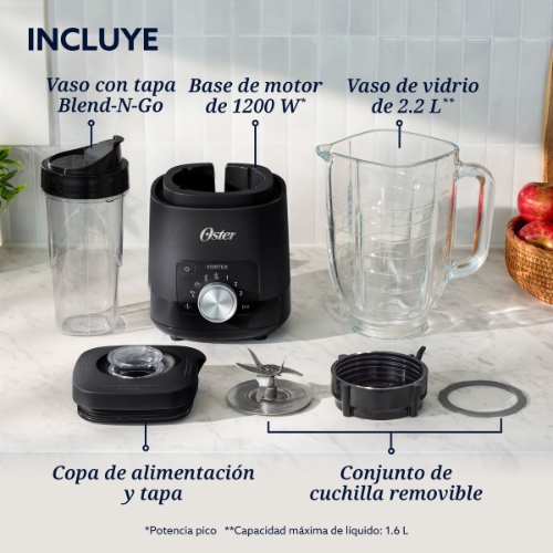 LICUADORA VORTEX PLUS CON VASO DE VIDRIO 2.2 L OSTER - Imagen 10